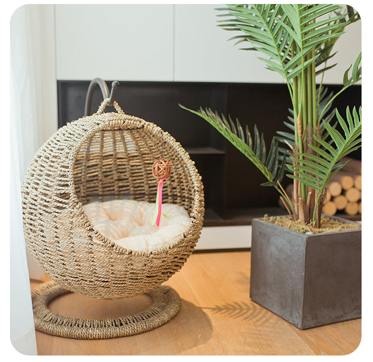 Casa De Vime Com Suporte Suspensa