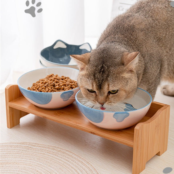 Tigela Temática De Cerâmica Com Suporte De Madeira